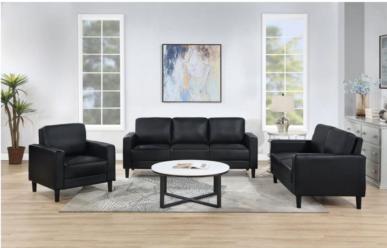 508362-Ruth Upholstered Track Arm Loveseat Black