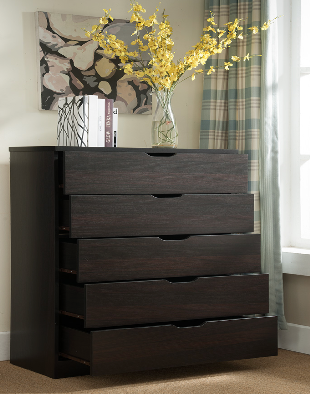 K16002-5 DRAWERS CHEST - RED COCOA