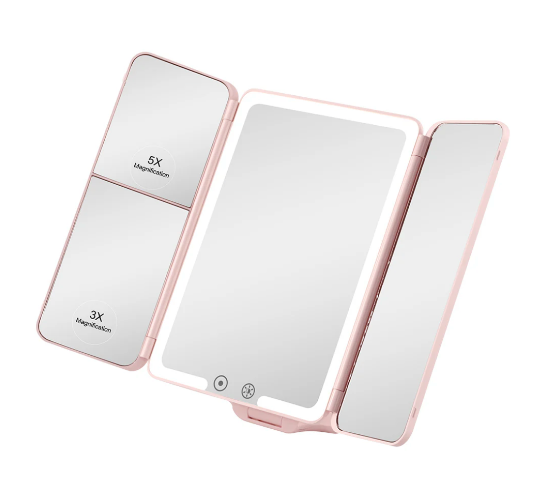 Flex Mini Trifold LED Makeup Mirror With Stand