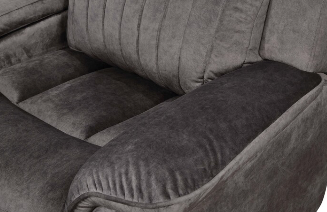 8175 DARK GRAY Faux Suede Modular Sectional Sofa w/ Power Recliner