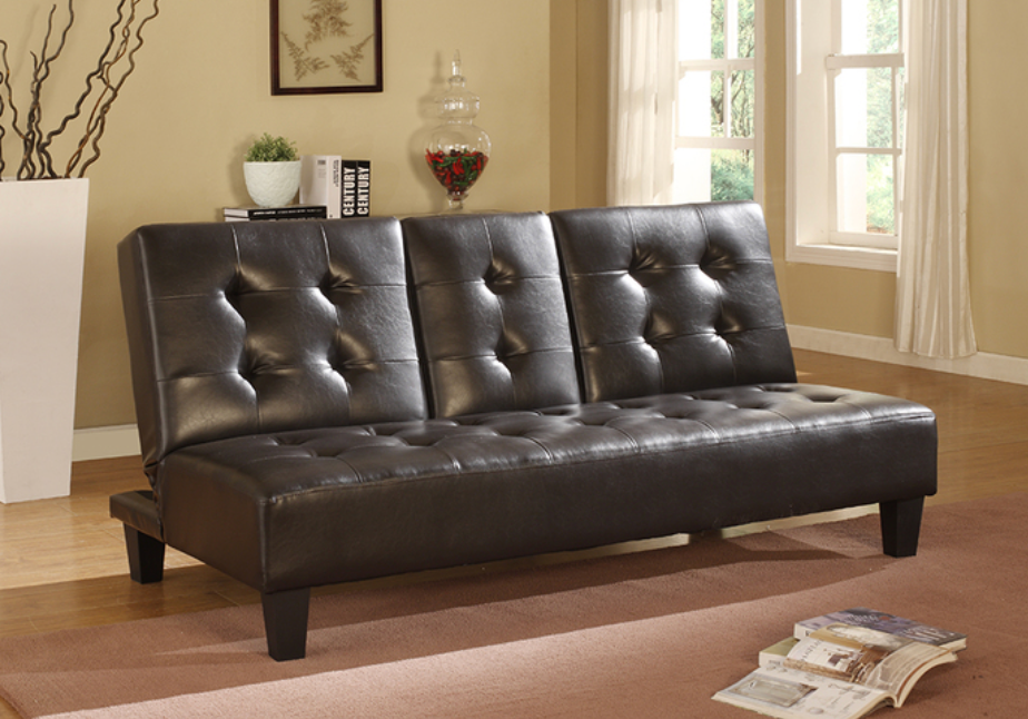 7502-BK BLACK PVC / Faux Leather Futon Sofa Bed