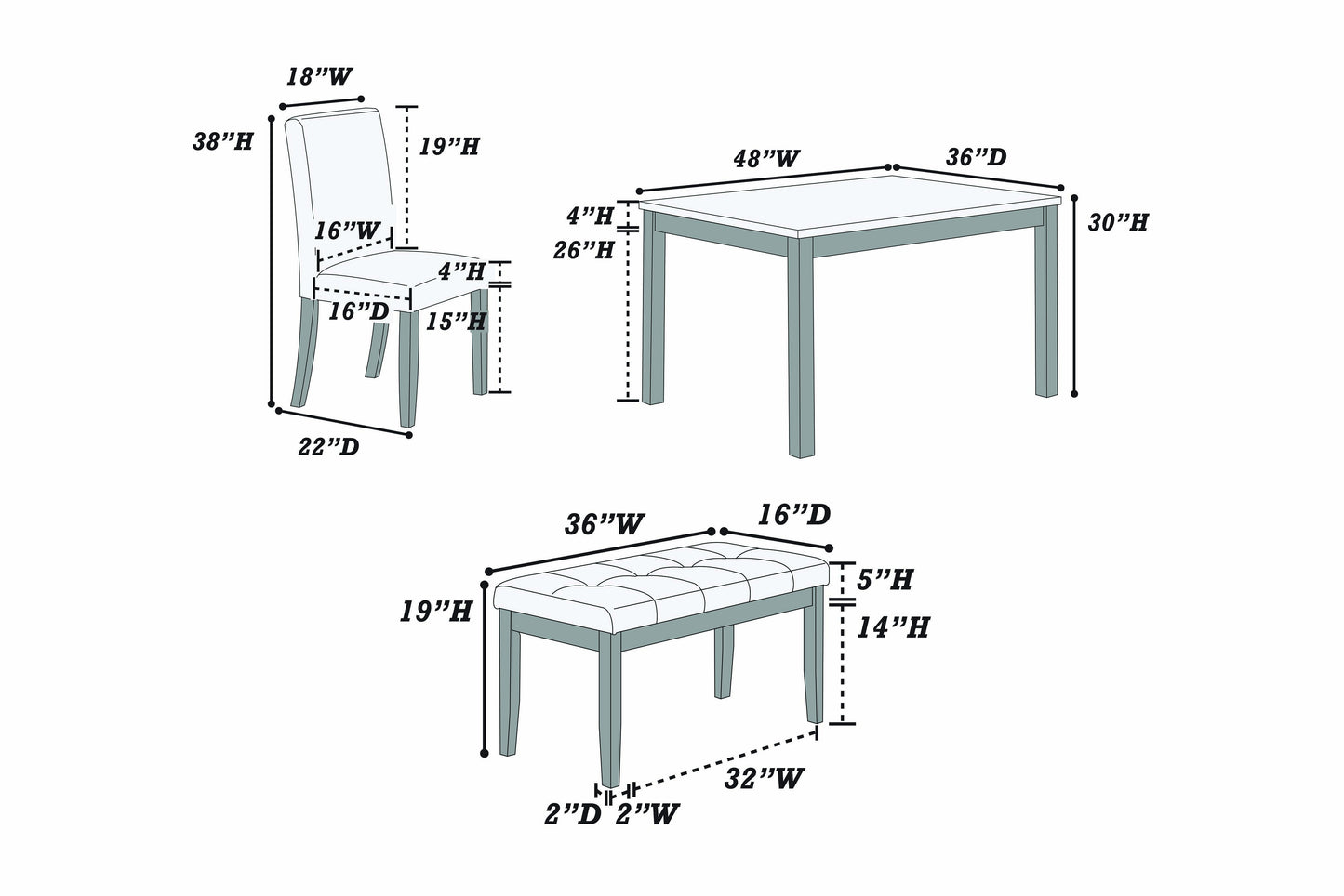 F2614 -  5-Pcs Dining Set