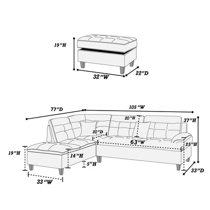 F6590  3-Piece Sectional Set W/ Ottoman