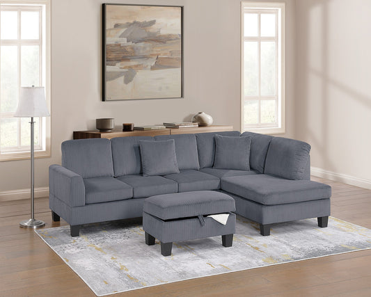 F8473   3-Piece Sectional Set W/ Ottoman