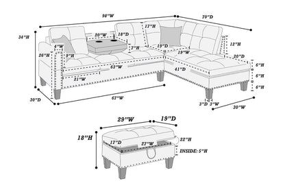 F8886  3-Pcs Sectional Set
