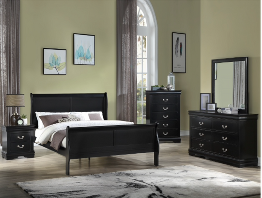 SETB3950 LOUIS PHILIP QUEEN  BLACK 4PC
