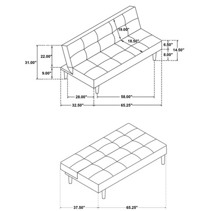 360238U- Convertible Sofa Bed Black