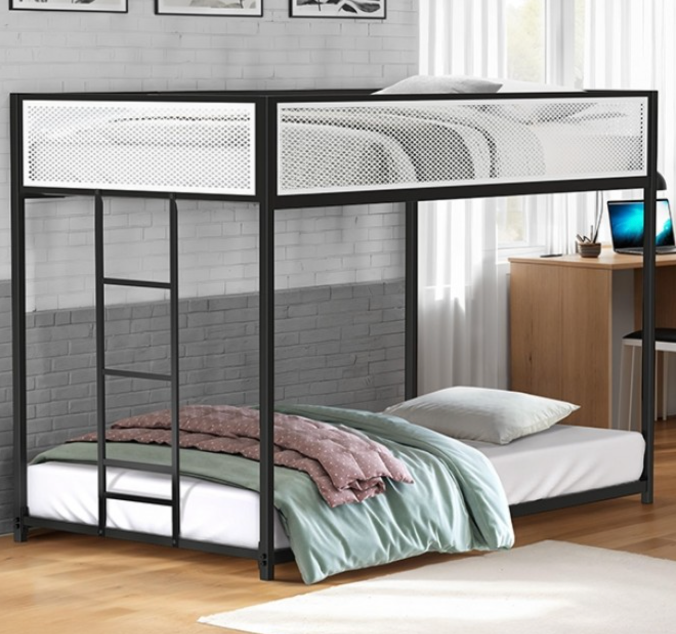 SOUTHALL TWIN/TWIN METAL BUNK BED     |     FM-BK1201BK-TT