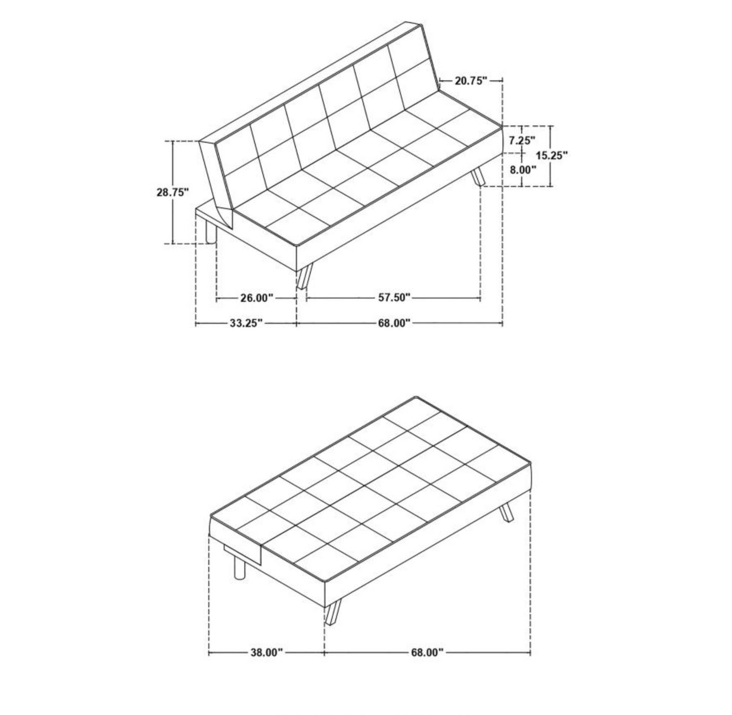 360283 - Convertible Sofa Bed Grey