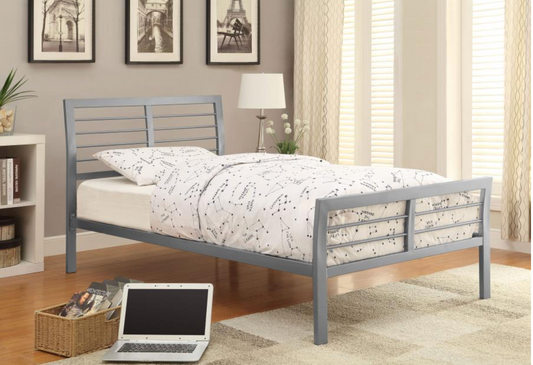 300201T- Cooper Metal Twin Open Frame Bed Silver