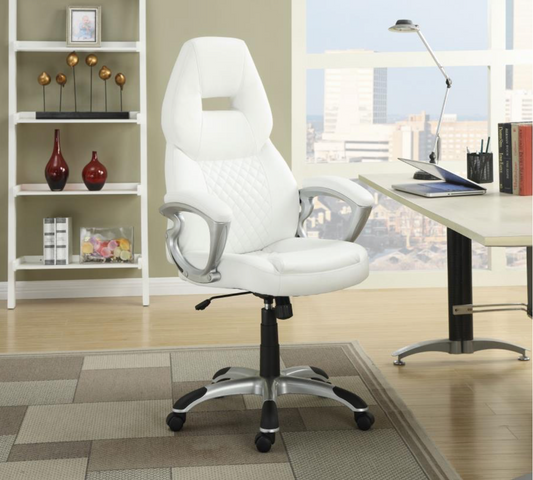 800150- Bruce Upholstered Adjustable Home Office Desk Chair White