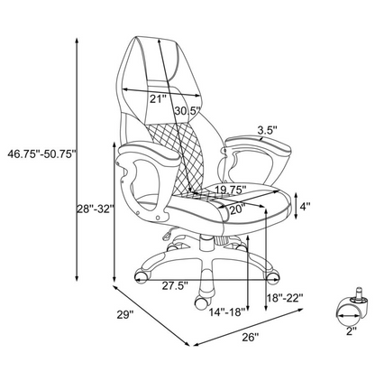 800150- Bruce Upholstered Adjustable Home Office Desk Chair White