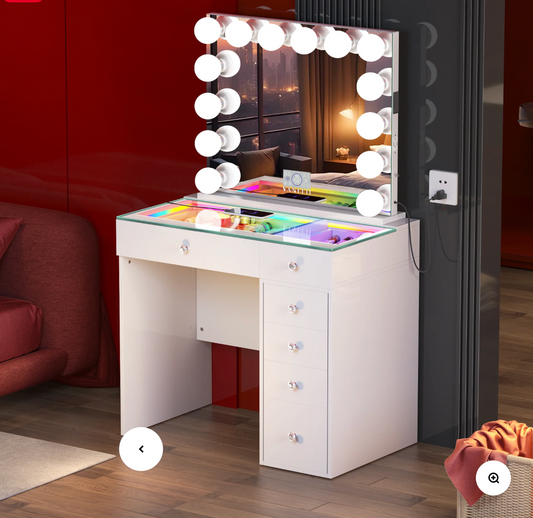 VANITII Diana Vanity Desk- 6 Storage Drawers