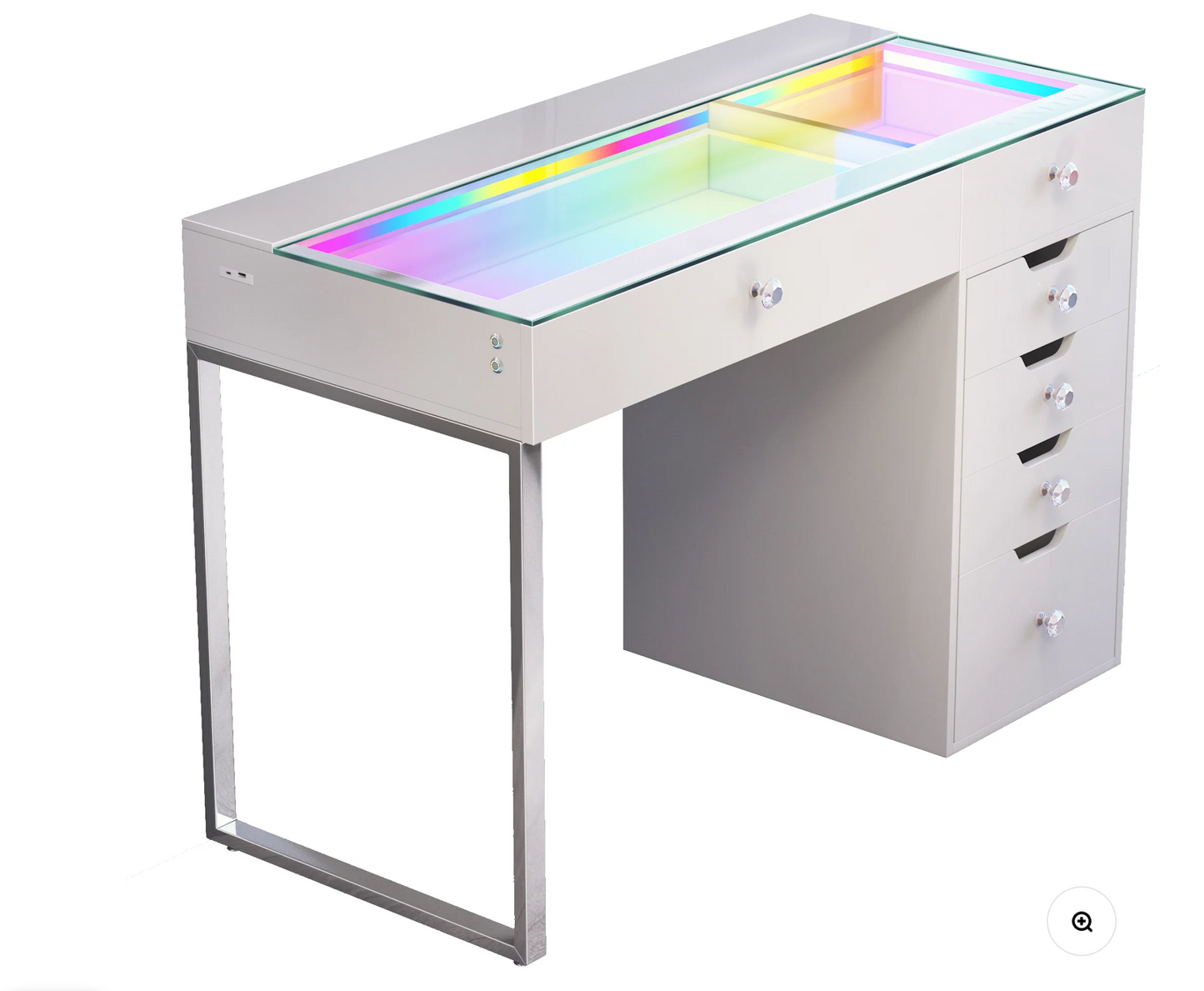 VANITII Diana RGB Vanity Desk - 6 Storage Drawers