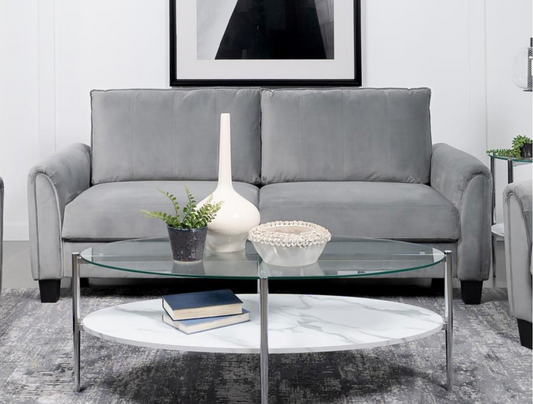 509634-Davis Upholstered Rolled Arm Sofa Grey