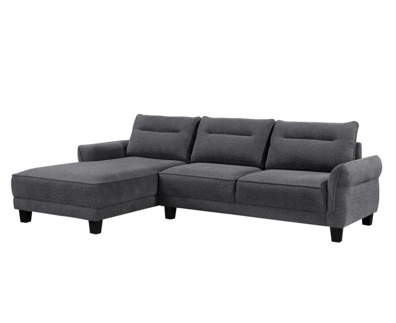 509540 -Caspian Upholstered Curved Arm Chaise Sectional Sofa Grey