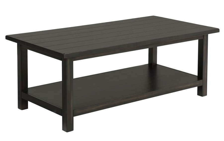 710568 -Payne Wood Coffee Table with Shelf Distressed Java