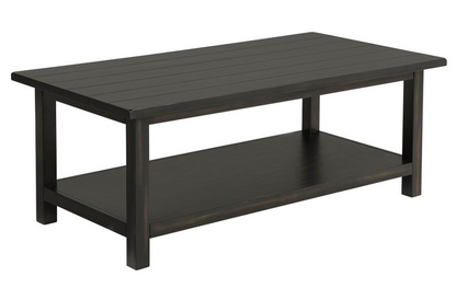 710568 -Payne Wood Coffee Table with Shelf Distressed Java