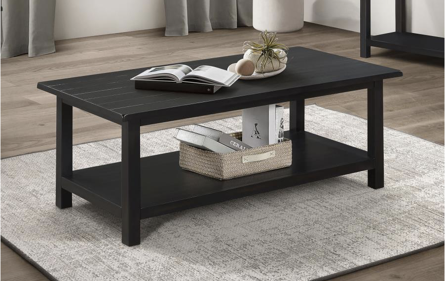 710568 -Payne Wood Coffee Table with Shelf Distressed Java