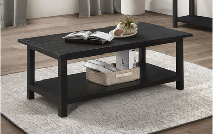 710568 -Payne Wood Coffee Table with Shelf Distressed Java