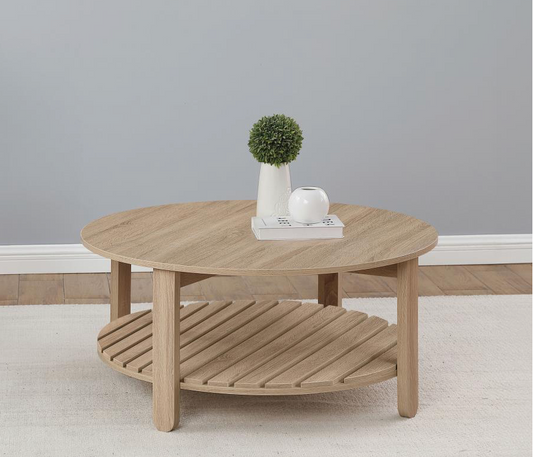 710288 -Fowler 1-shelf Round Engineered Wood Coffee Table Natural
