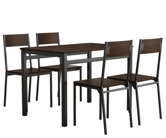 15050- Lana 5-piece Rectangular Dining Set Dark Brown and Black