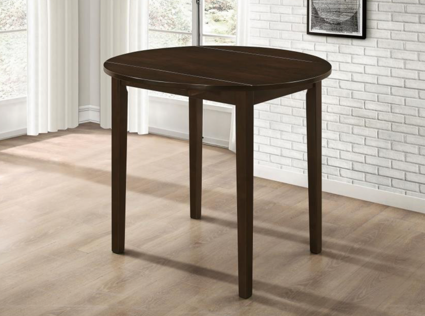 130005 - 3-piece Round Drop Leaf Dining Table Set Cappuccino