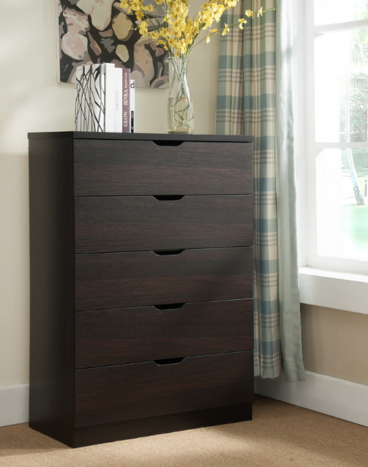 K16002-5 DRAWERS CHEST - RED COCOA