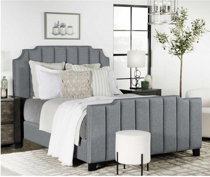 306029F -Fiona Upholstered Full Panel Bed Light Grey