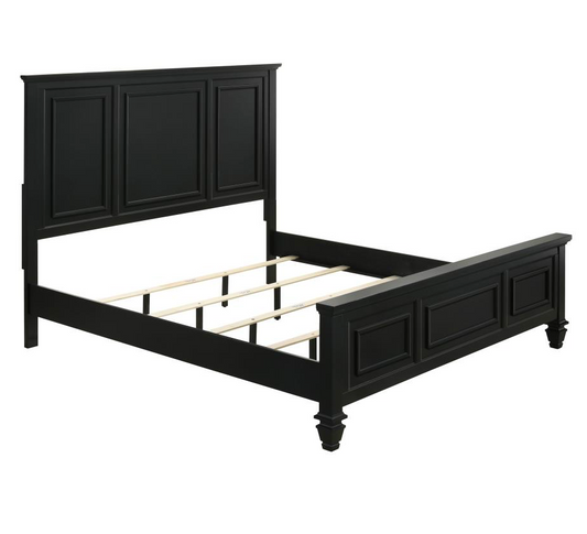 201321Q -Sandy Beach Wood Queen Panel Bed Black
