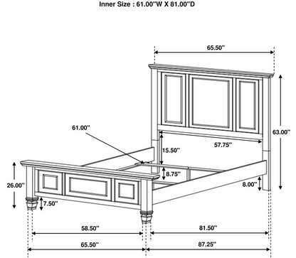 201321Q -Sandy Beach Wood Queen Panel Bed Black