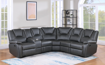 8192 GRAY Breathable Air Leather Modular Power Recliner Sectional Sofa w/ USB