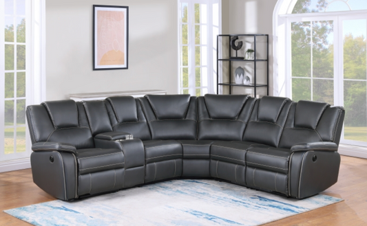 8192 GRAY Breathable Air Leather Modular Power Recliner Sectional Sofa w/ USB