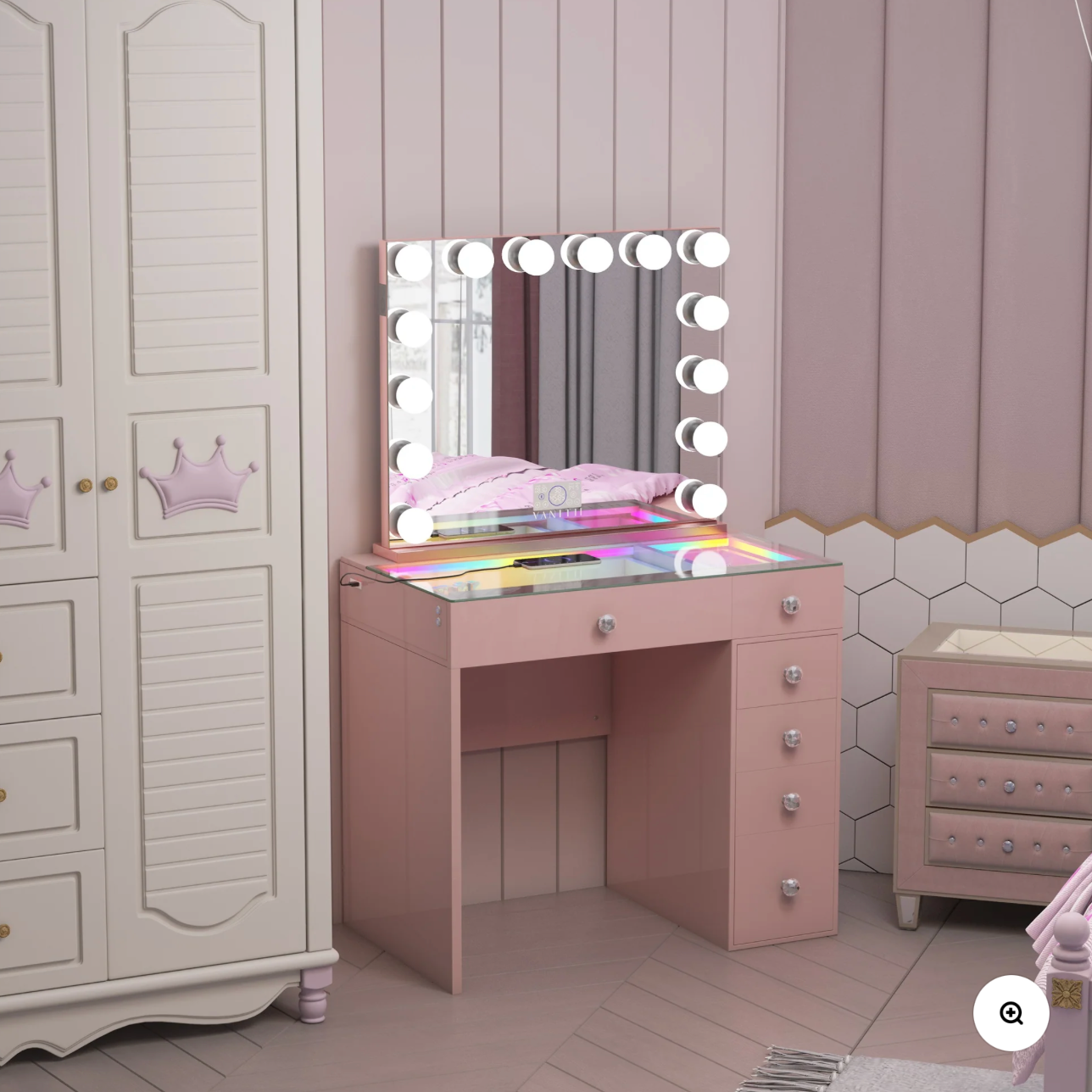 VANITII Mini Diana Vanity Set -6 Storage Drawers with Mirror