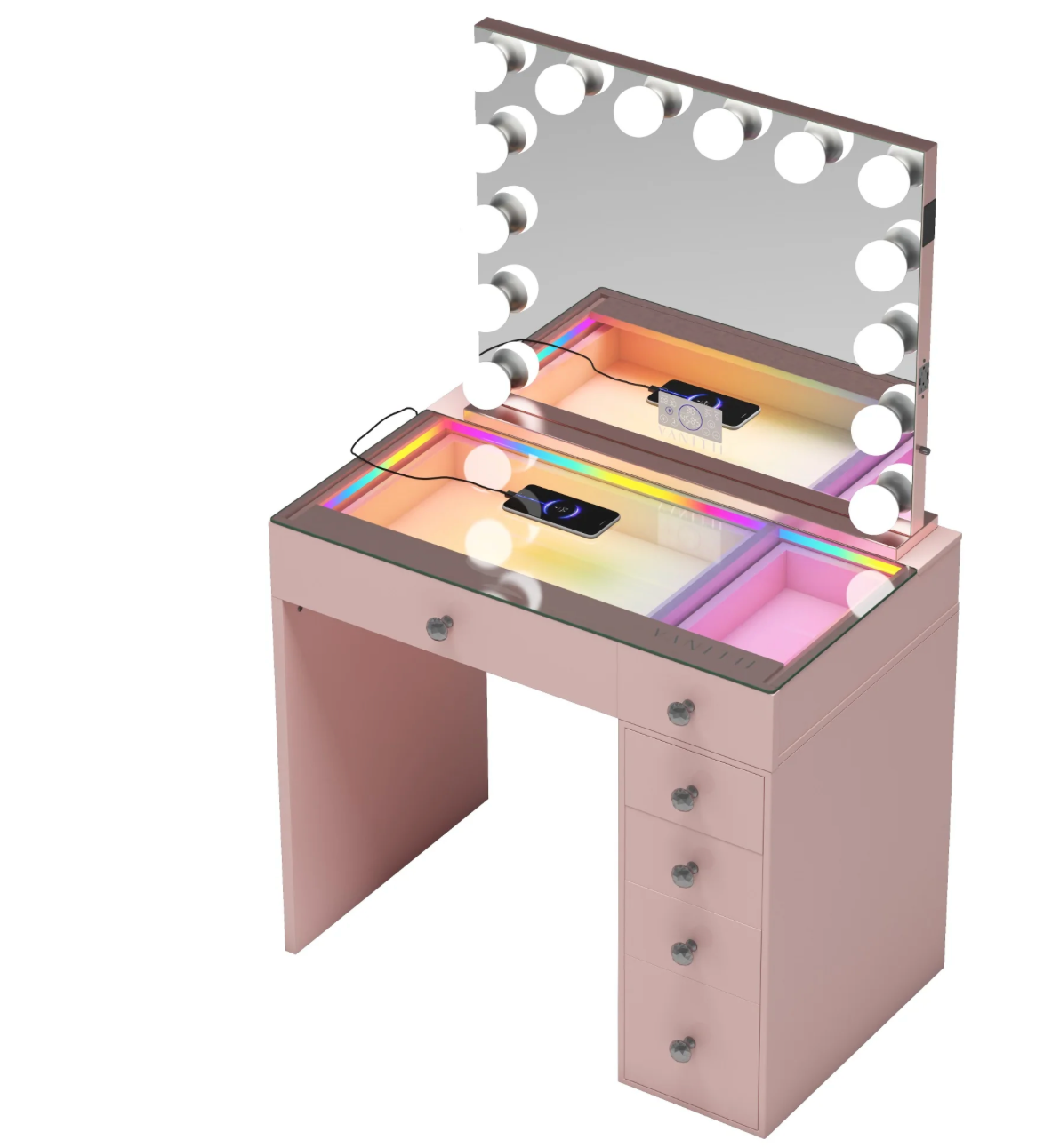 VANITII Mini Diana Vanity Set -6 Storage Drawers with Mirror