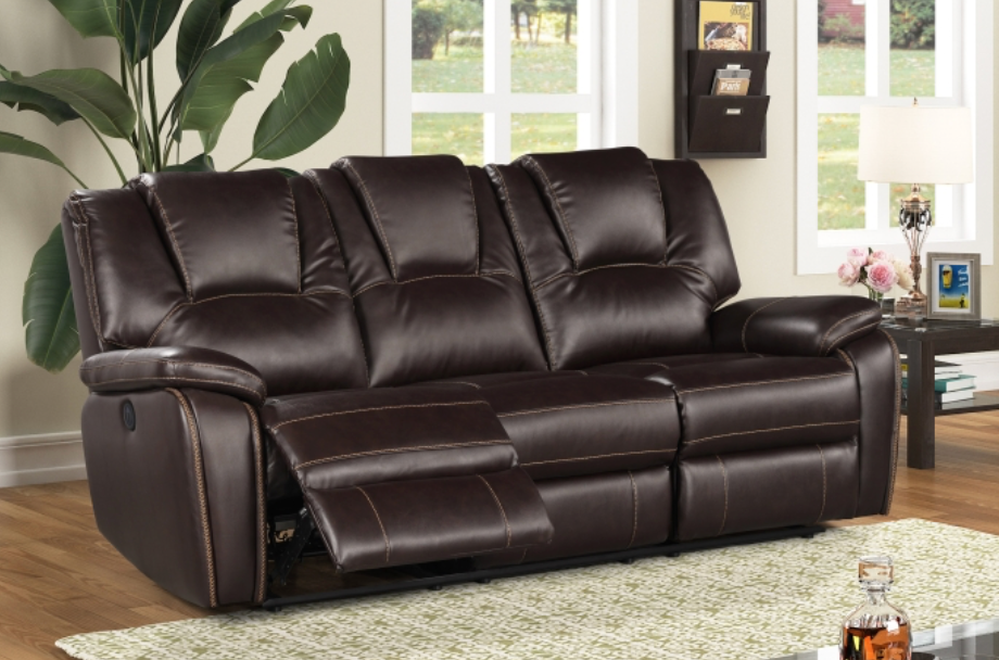 8088-2PC 2PC DARK BROWN Breathable Air Leather Power Recliners Sofa Set w/ USB