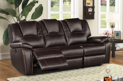 8088-2PC 2PC DARK BROWN Breathable Air Leather Power Recliners Sofa Set w/ USB