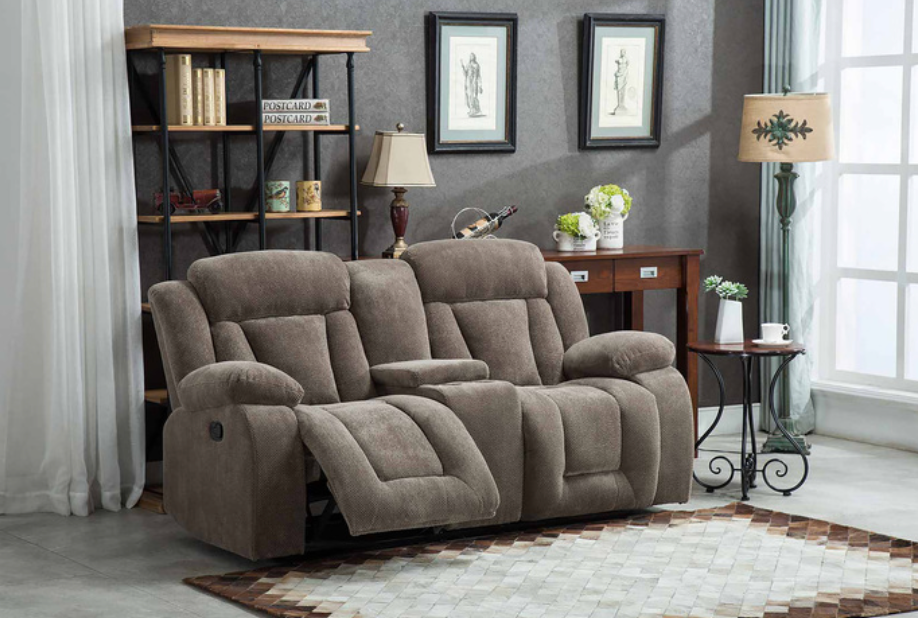 8048-2PC 2PC TAN Fabric Manual Reclining Sofa Set