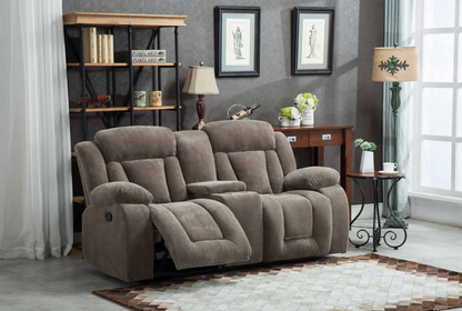 8048-2PC 2PC TAN Fabric Manual Reclining Sofa Set