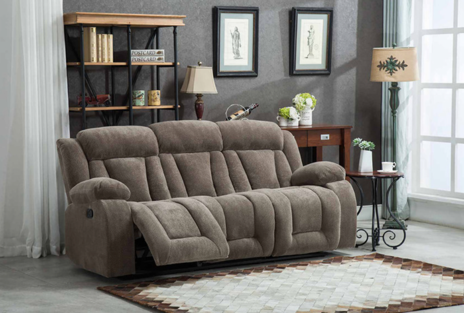 8048-2PC 2PC TAN Fabric Manual Reclining Sofa Set