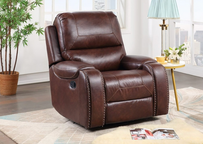 8026-3PC 3PC BROWN Manual Recliner Rocking Sofa Set w/ USB + Power Outlets