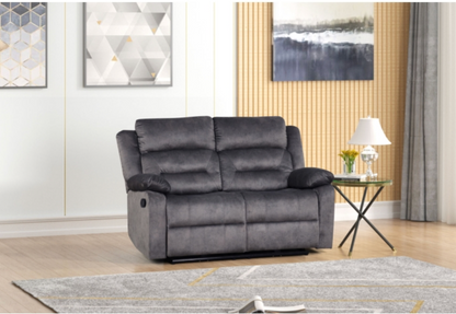 8077-3PC 3PC BLUE GRAY Fabric Manual Reclining Sofa Set