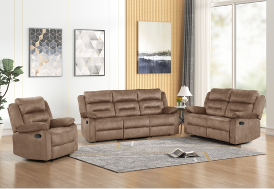 8079-3PC 3PC TAN Fabric Manual Reclining Sofa Set