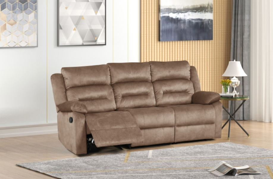 8079-3PC 3PC TAN Fabric Manual Reclining Sofa Set
