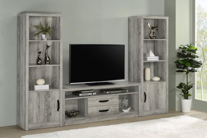 701024-SET -Burke 3-piece 59-inch TV Entertainment Center Grey Driftwood