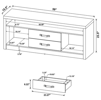 701024-SET -Burke 3-piece 59-inch TV Entertainment Center Grey Driftwood