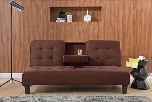 7501-BR DARK BROWN Dacron Fabric Futon Sofa Bed