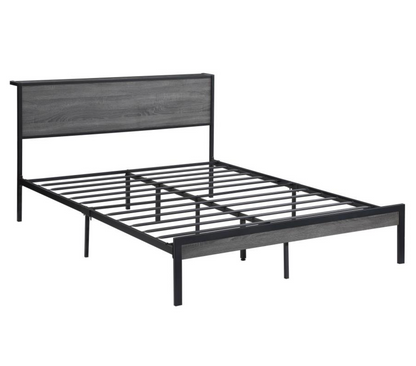 302143 -Ricky Metal Bed Panel Bed Grey