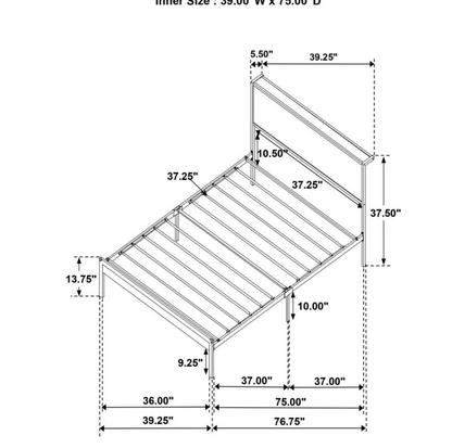 302144T -Ricky Metal Twin Panel Bed Light Oak