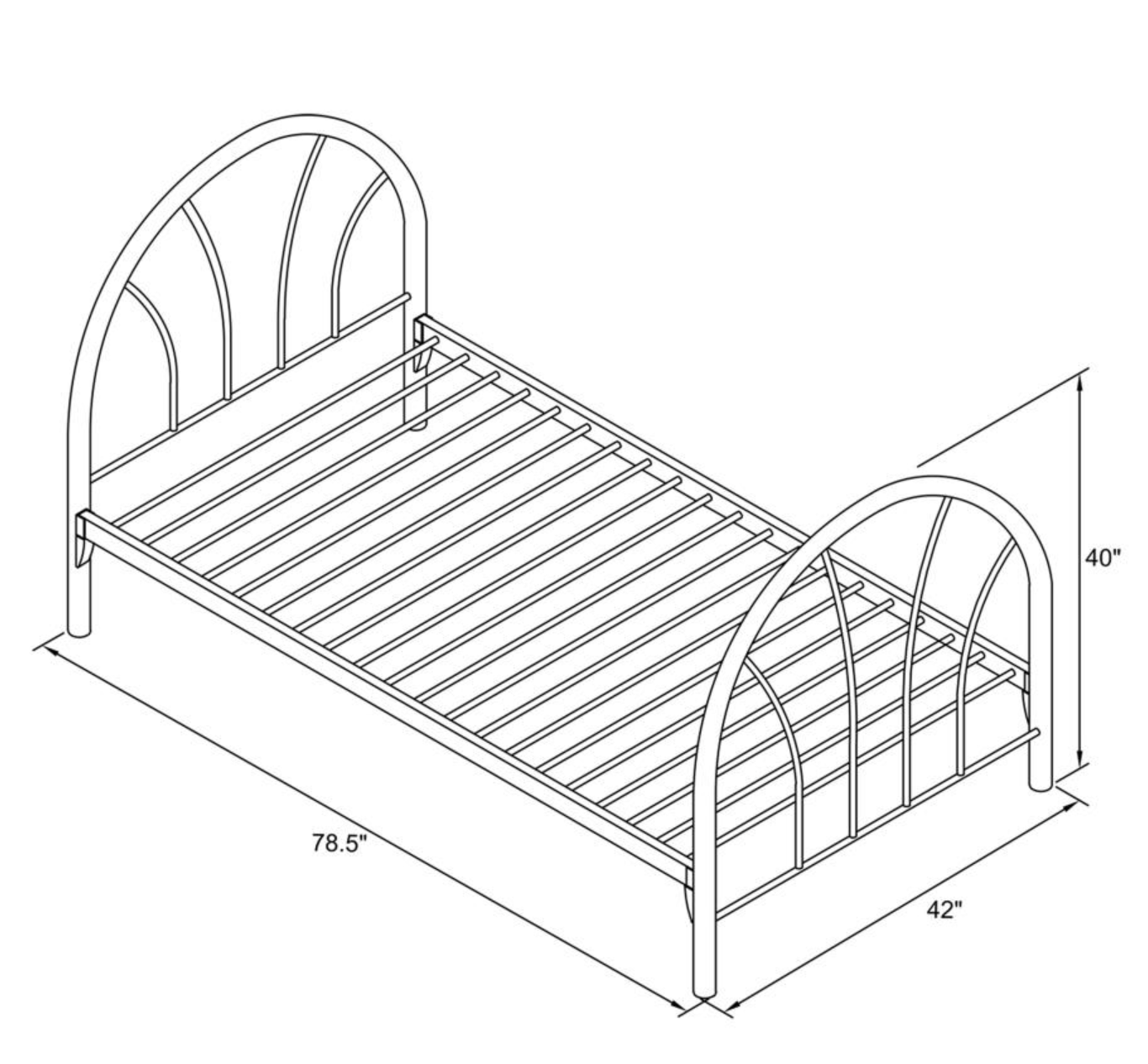 2389B-Marjorie Metal Twin Open Frame Bed Black